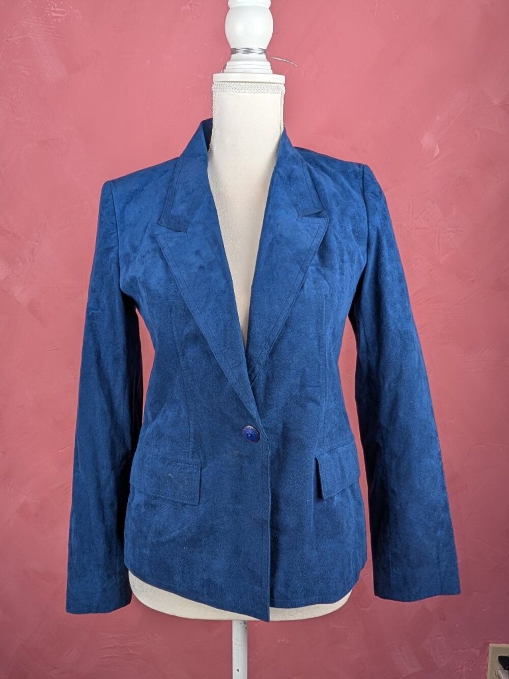 Dark blue navy ultrasuede (faux suede) blazer